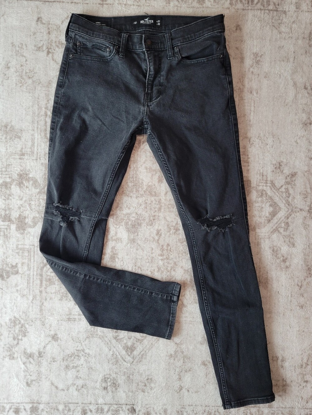 Hollister Men’s 31x32 Black‎ Distressed Skinny Jeans Grunge Streetwear